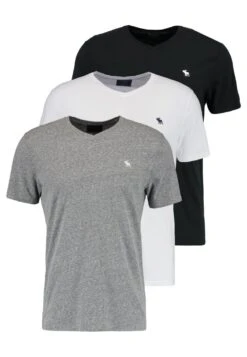 Abercrombie & Fitch Vneck 3 Pack - Basic T-Shirt - White/Black/Grey -Clothing Category Store 0dd2c0a289994725b7b259b08ee54e15