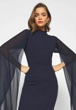 Wal G Cape Sleeve Dress - Cocktail Dress / Party Dress - Navy Blue -Clothing Category Store 3ba8b4a4fda64aa3a135a24decdb55c0