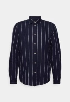 Pier One Linen Mix Stripe - Shirt - Dark Blue -Clothing Category Store 3d79b1d40258406cbf02f1c2d4668403