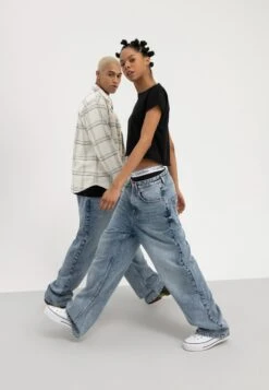 YOURTURN Baggy Jeans Unisex - Relaxed Fit Jeans - Dark Blue Denim -Clothing Category Store 47039cf62e0e4223bb19b517ea683054