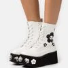 KOI FOOTWEAR Silent Screams Platform Boots - Platform Ankle Boots - White -Clothing Category Store a1afa7adf4a947cbb9357fb2c440207b