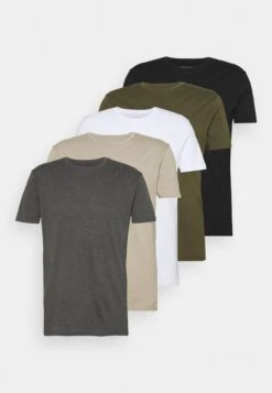 Pier One 5 Pack - Basic T-Shirt - White/Dark Grey/Black -Clothing Category Store c8b9f5cce9884e23aebd3711252e2349